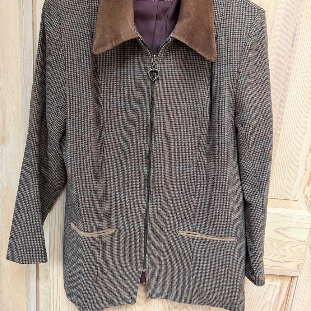 Brown Houndstooth Women's Jacket /Blazer
